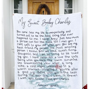 Manta / Edredão de Natal | carta de amor cobertor | Cobertor personalizado | Sua nota manuscrita favorita | Presente Comemorativo | Presente real de caligrafia