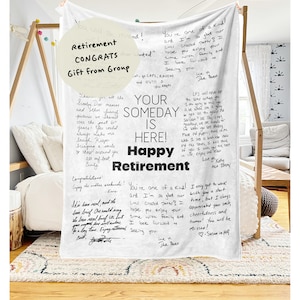 Manta de jubilación / Manta de regalo de despedida grupal / Te extrañaremos manta / Su nota de escritura / Regalo conmemorativo / Regalo de escritura real