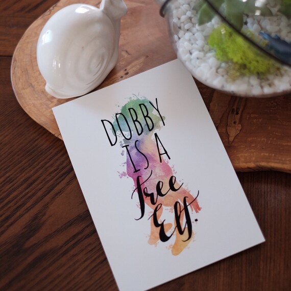 Dobby Is A Free Elf Quote Dobby Watercolor Dobby House Elf Etsy
