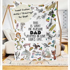 Couverture pour papa | Couverture Lettre de groupe pour papa | Couverture pour papa | votre note manuscrite | Couverture à dessin du cadeau pour enfants | Fête des pères
