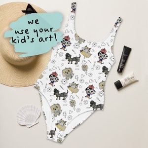 One Piece Swim Suit | Make Your Own Child Art Bathing Suit | Kid Drawing Swimwear | High Waisted Swim Suit | Kid Designer | Kid Art Clothing