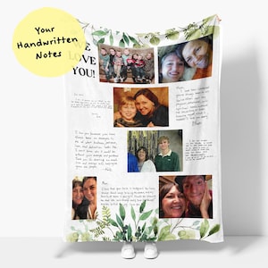 Fotocollagedeken met handgeschreven notities | Groepsbriefdeken | Chemodeken | Herdenkingsgeschenk | Handschrift cadeau