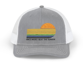 Widespread Panic Once More I Beat the Sunrise Embroidered Trucker Hat, Retro Sunrise Design, Free Shipping, Yupoong 6006 Hat