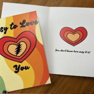 Tarjeta de felicitación con letra de Grateful Dead: regalo para amantes de la música, tarjeta de Deadhead, papelería inspirada en Jam Band: Easy to Love