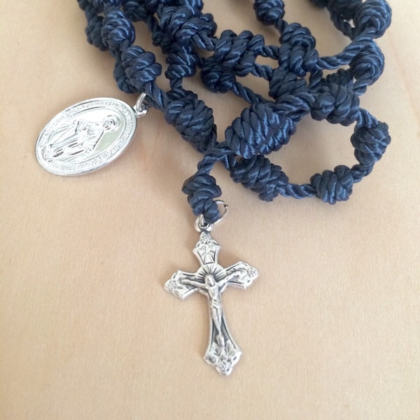 Navy Blue Hand-Knotted rosary