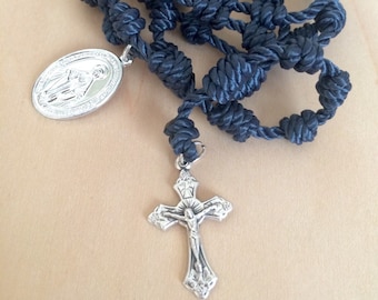 Navy Blue Hand-Knotted rosary