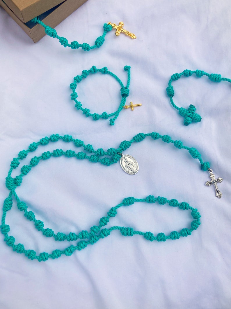 Turquoise Hand Knotted Rosary image 3