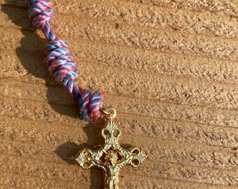 Pink and Blue Hand-knotted Rosary