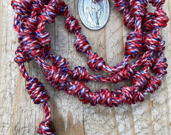 God Bless America: red, white, and blue Hand-Knotted Rosary