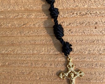 Black Hand-Knotted Rosary