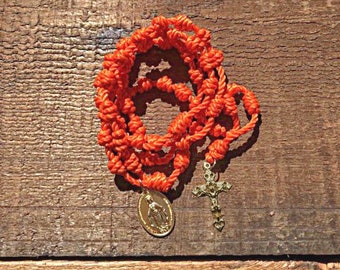 Orange Hand-Knotted  Rosary