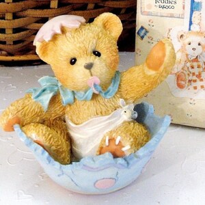Cherished Teddies Bunny, &quot;Just In Time For Spring&quot; 1994 Retired Vintage Collectible Figurine, Gift Idea