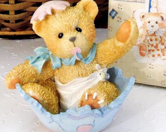 Cherished Teddies Bunny, "Just In Time For Spring" 1994 Retired Vintage Collectible Figurine, Gift Idea