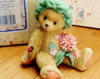 Cherished Teddies Dahlia, "You're The Best Pick Of The Bunch" 1996 Retired Vintage Collectible Figurine, Gift Idea