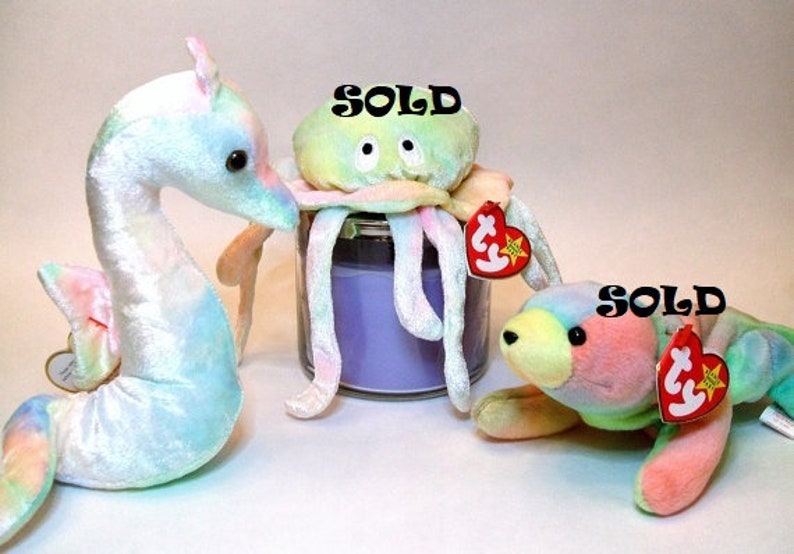 Ty Beanie Babies Neon Seahorse Peluche Animals Retirados Etsy México