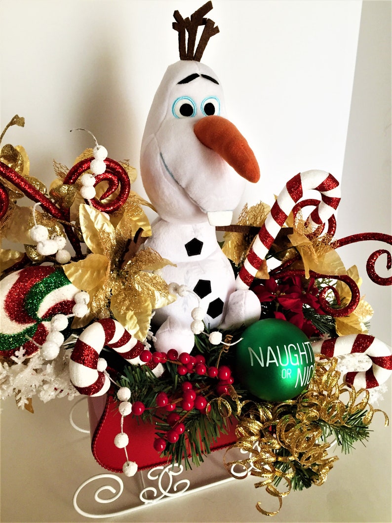 Snowman Floral Arrangement Large Olaf Floral Centerpiece | Etsy