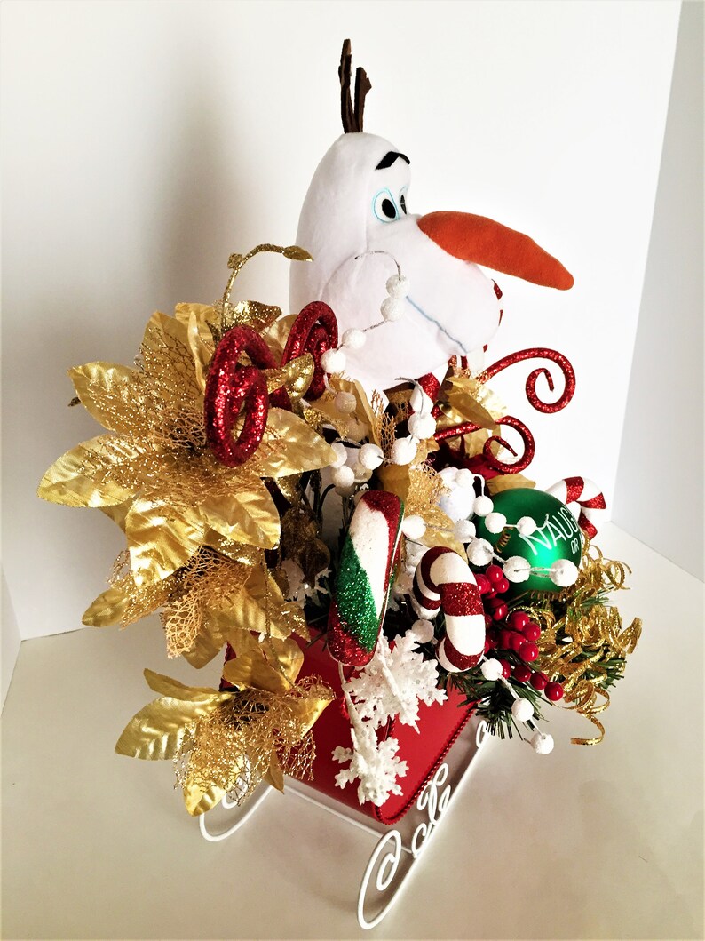 Snowman Floral Arrangement Large Olaf Floral Centerpiece | Etsy