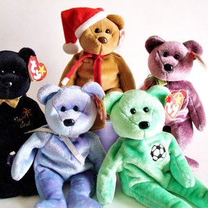 Ty Beanie Babies, Ty Bears, Plush Bears, Stuffed Animals, Retired Vintage Collectible, Gift Idea (List Price is for One Ty Beanie of Choice)