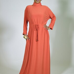 Kali-Turtleneck maxi Dress/ Burnt Orange Turtleneck Dress/Turtleneck Modest Dress/Modest Maxi Dress/ Modest Women Dress/ Women Casual Dress