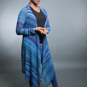 Skye-Blue cardigan, modest clothing, cardigans for women, long cardigan, cardigan, draped cardigan, knit cardigan, image 3