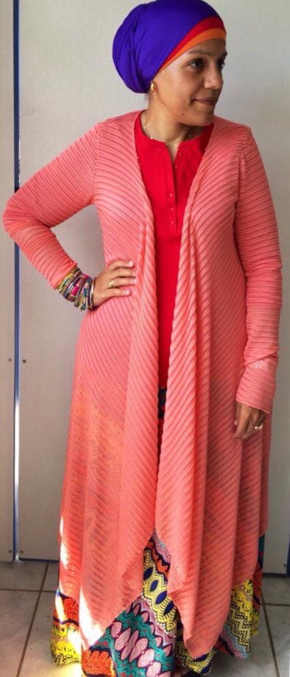 long peach cardigan