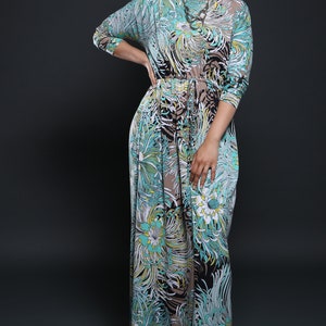 Sofia Aqua floral boatneck, Aqua boatneck maxi dress, dolman sleeve maxi dress, Long sleeve, Maxi Dress, Casual dress image 8