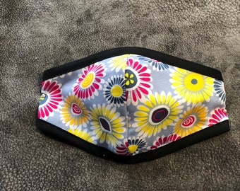 Sunflower Face Mask|Made In USA| Cloth, Hijab Friendlty | Washable, Reusable| Protective Triple Layer Fabric | Ear Loops