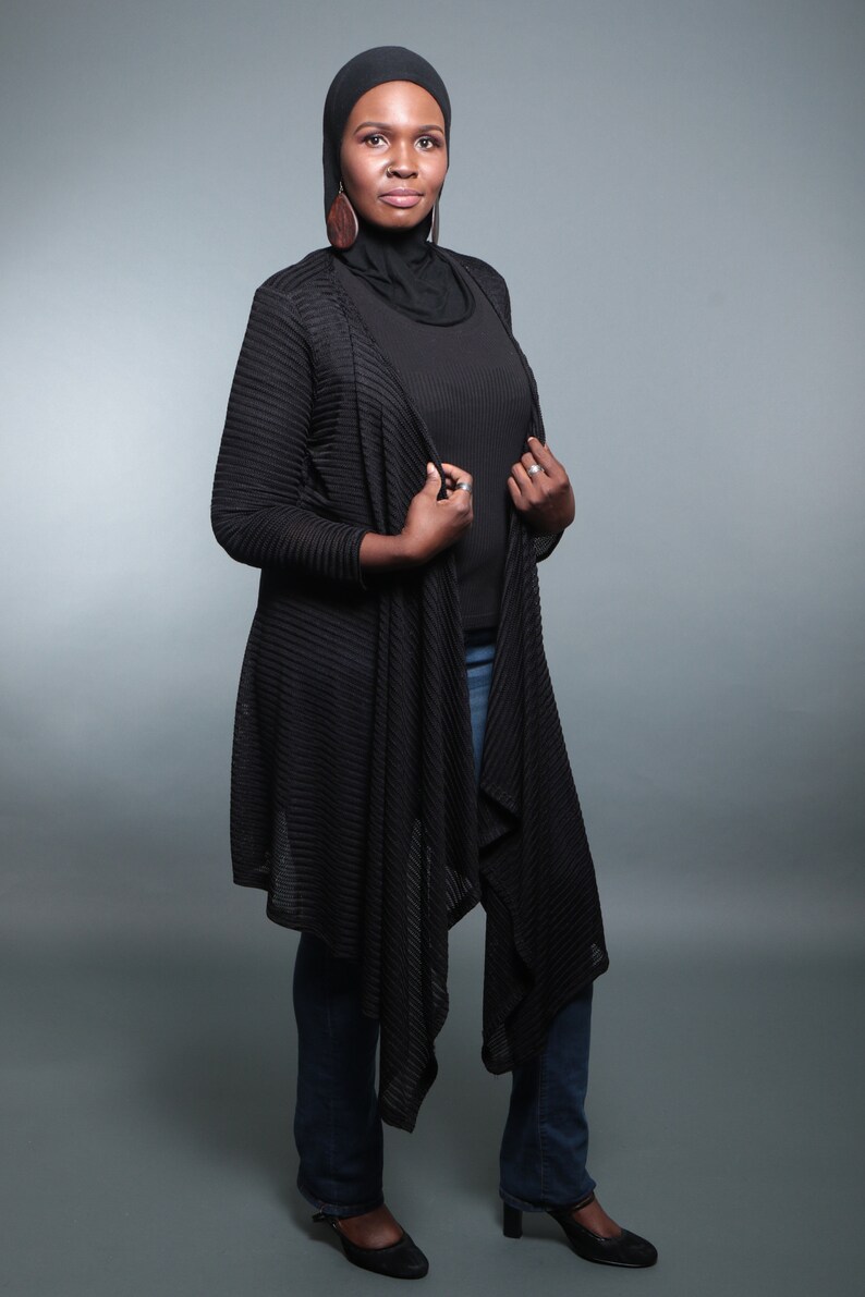 Miriam-Black Open Front Cardigan | Lightweight Drape Cardigan | Casual Layering Piece | Women's Outerwear | Comfortable Everyday Fashion afbeelding 7