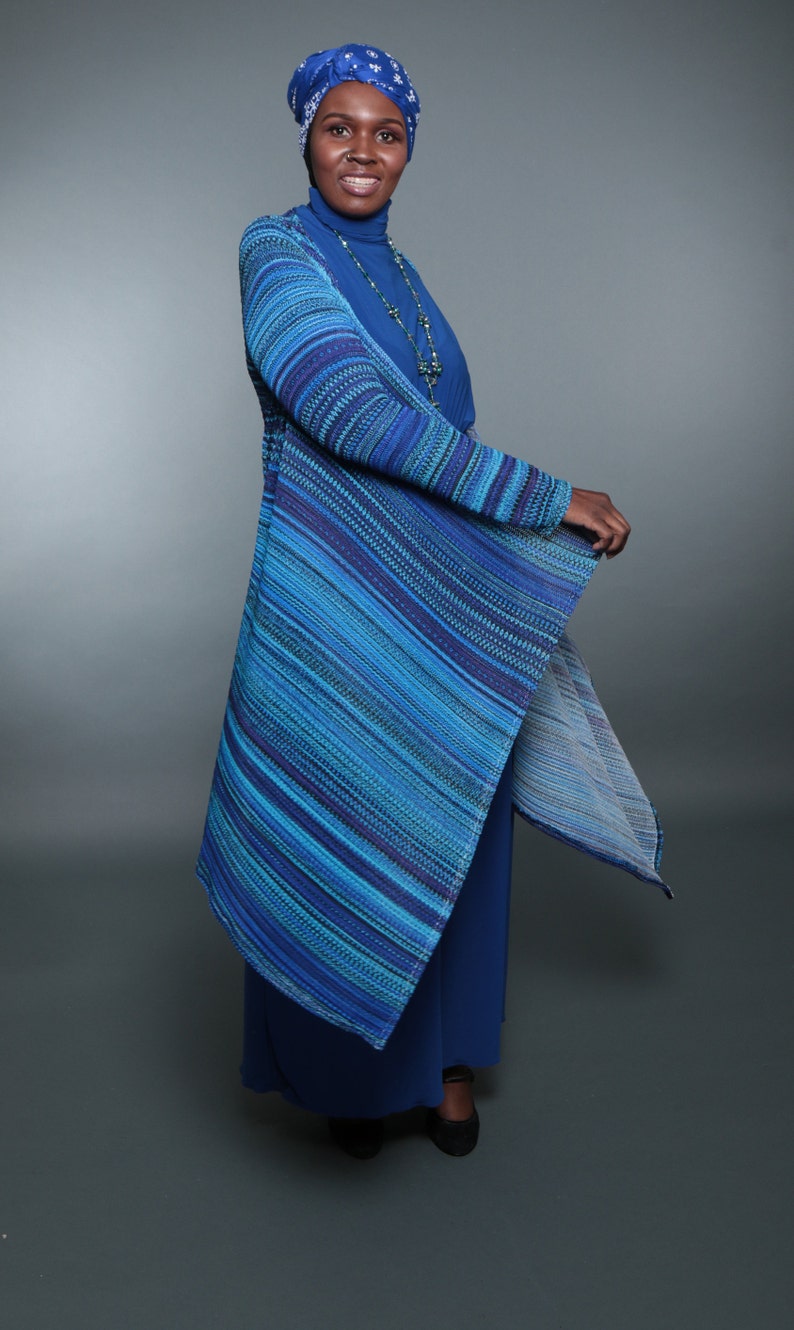 Skye-Blue cardigan, modest clothing, cardigans for women, long cardigan, cardigan, draped cardigan, knit cardigan, image 7