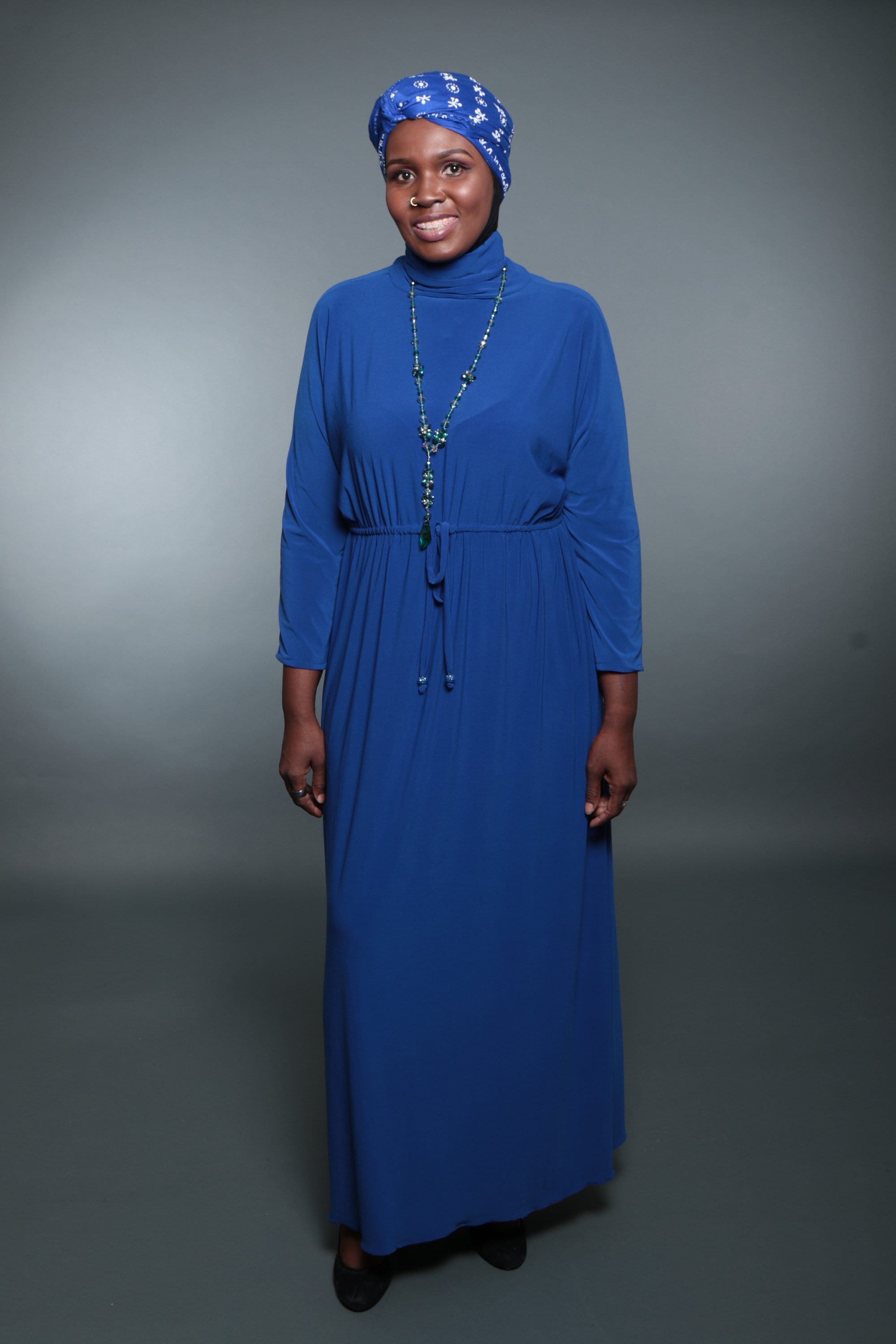 royal blue turtleneck dress