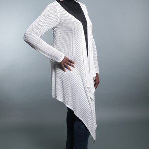 Jasmine-White cardigan, white modest cardigan for women, Draped cardigan, womens, Knit Cardigan, sweater, long cardigan image 3
