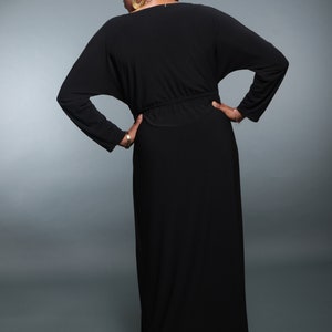 Zara Black Boatneck dress, black dress, dolman sleeve maxi Dress, Long sleeve, Maxi Dress, work dress Casual dress image 3