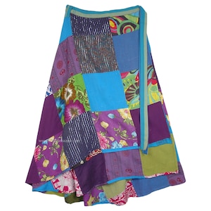 Multicolor - Wrap Around Patchwork Cotton Skirt 08 main image 1