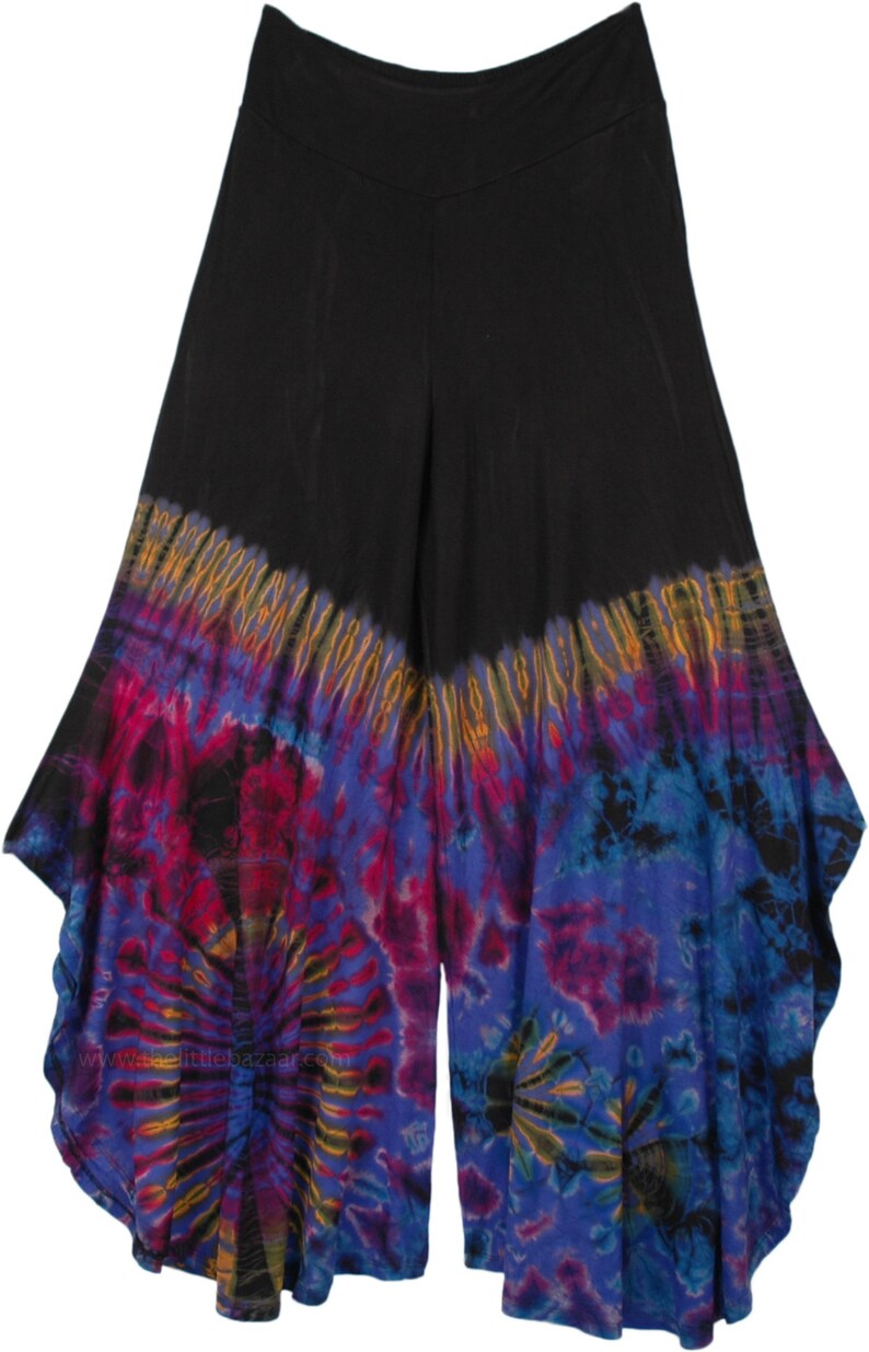 Tie Dye Culottes Split Skirt in Rayon Wide Leg Pants With - Etsy