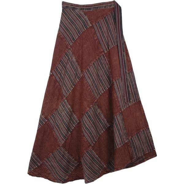 Patchwork Embroidered Wrap Skirt