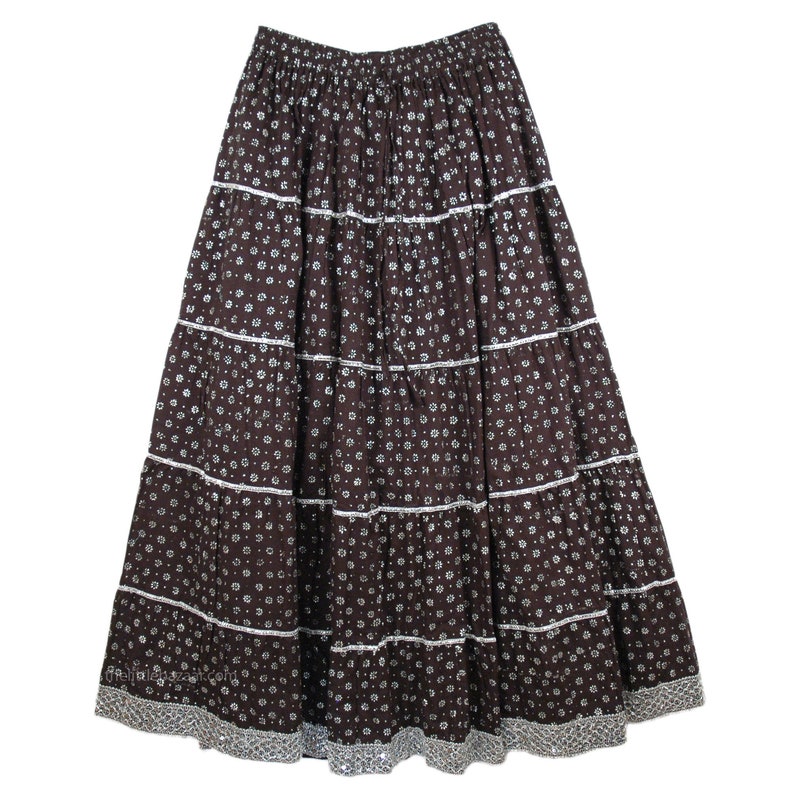 Onlspacy Hw Long Sequins Skirt Black Detail Silver Sequins