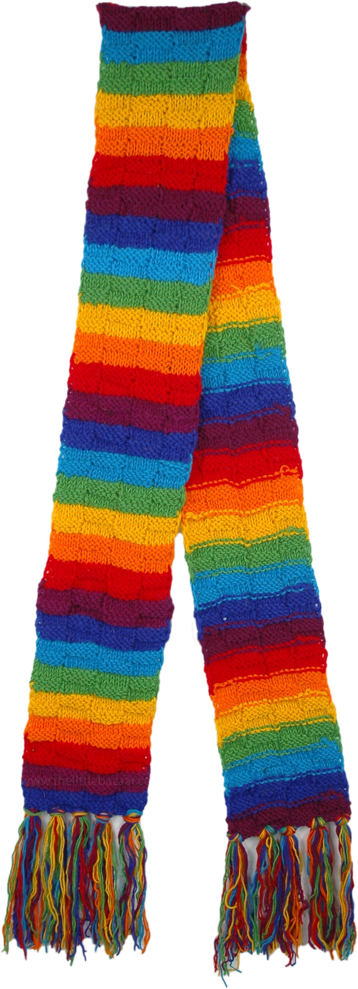 Rainbow Neck Scarf Wool Hand Knit Cold Weather Accessory Etsy