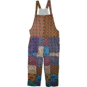 Cotton Patchwork Handmade Boho Dungaree Jumpsuit Overalls with Side Pockets