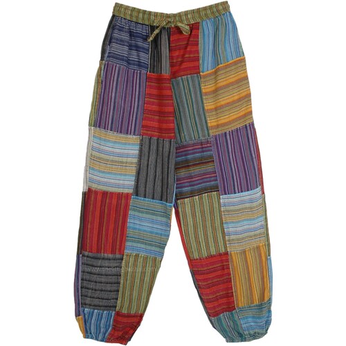Hippie Patchwork Harem Pants Multicolored Striped Boho Cotton Etsy