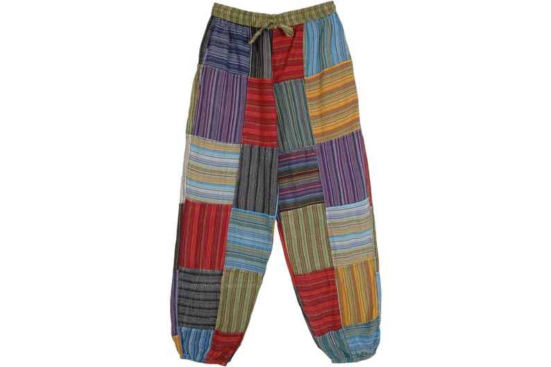 Hippie Patchwork Harem Pants Multicolored Striped Boho Cotton - Etsy