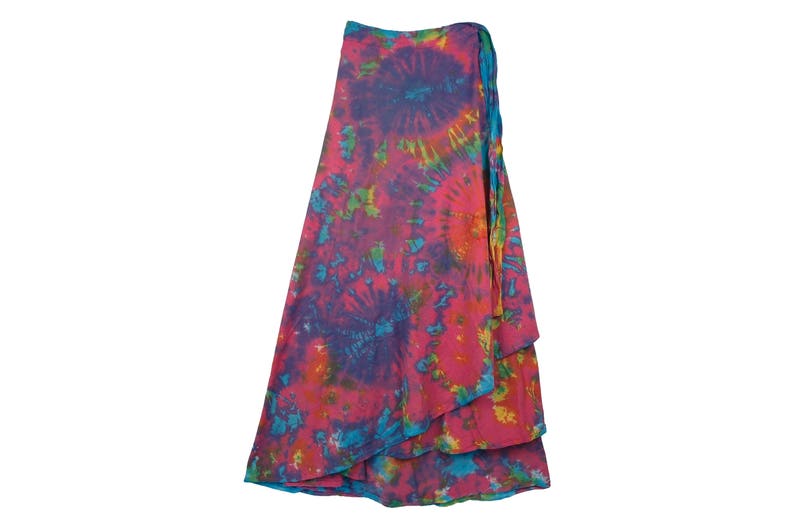 Killarney Tie Dye Wrap Around Long Skirt in Thick Jersey Cotton