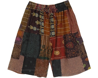 Bermuda unisex Warrior de algodón con cordón ajustable, estilo cargo, en color marrón.