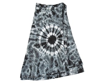 Black Gray Chakra Wrap Around Short Tie Dye Skirt in Tshirt - Etsy