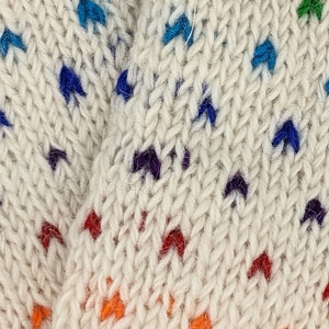 Hand Knit White Wool Leg Warmers with Rainbow Sprinkles Accessory for Winters Fleece Lined image 3