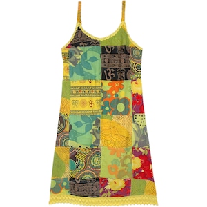 Ethnic Patchwork Boho Hippie Dress Cotton Short Dress
