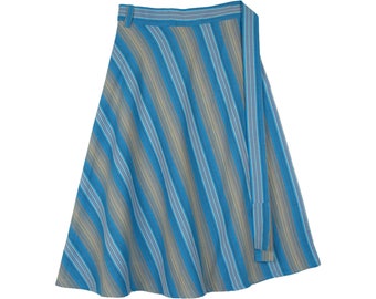 XL Wickelrock aus gewebter Baumwolle: Blauer Streifen Boho Style