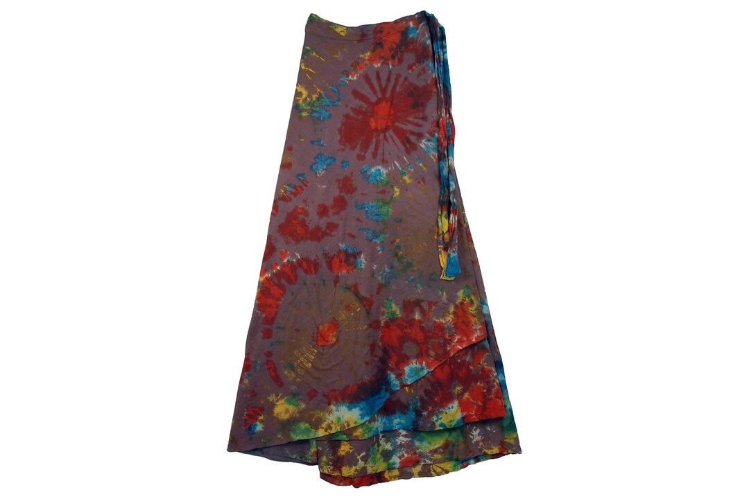 Asymmetrical Fall Kaleidoscope Tie Dye Wrap Long Skirt in Chocolate - Etsy