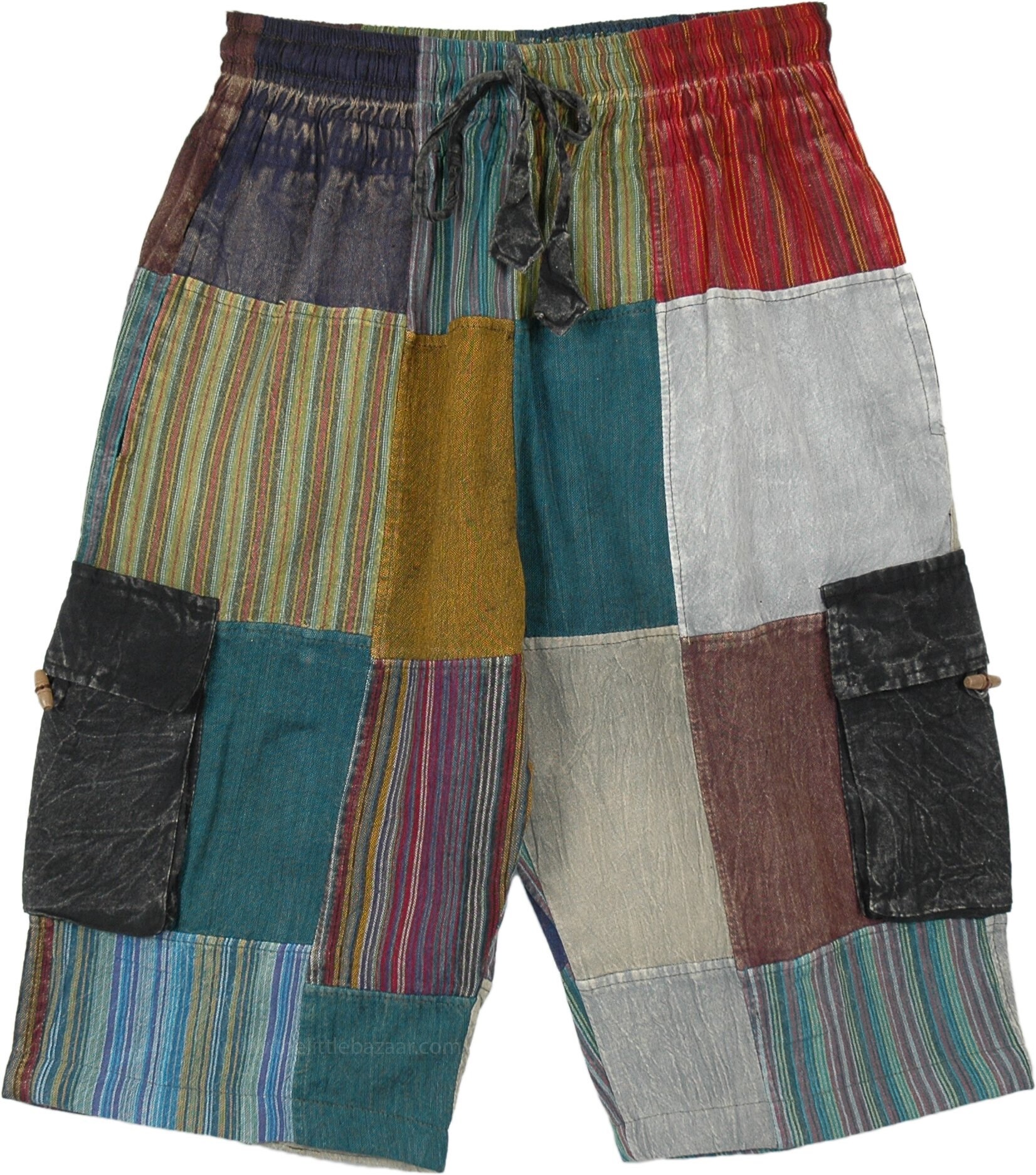 Patchwork Hippie Boho Bermuda Shorts in 