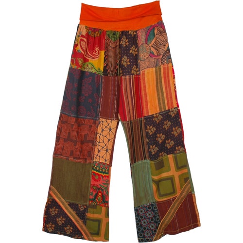 Festival Patchwork Boho Hippie Cotton Pants for Women With - Etsy