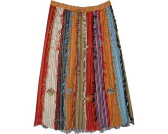 Plus Size Patchwork Rock: Bunt gestreift Boho Fransen